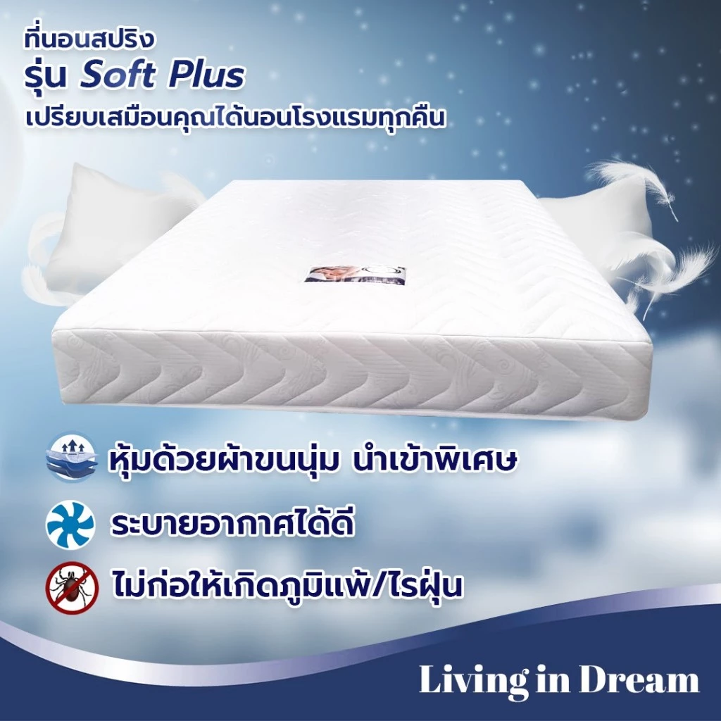 ที่นอนสปริง 6 ฟุต รุ่น Soft Plus ใยมะพร้าวและฟองน้ำ thumbnail 4