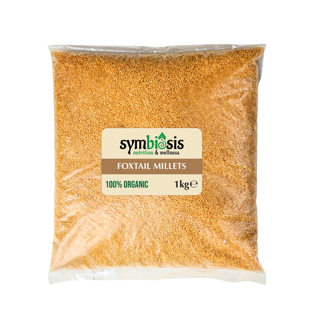 SYMBIOSIS | Organic/Bio Foxtail Millet Grain 1kg | Gluten-Free | High Protein | Fiber-Rich | India P