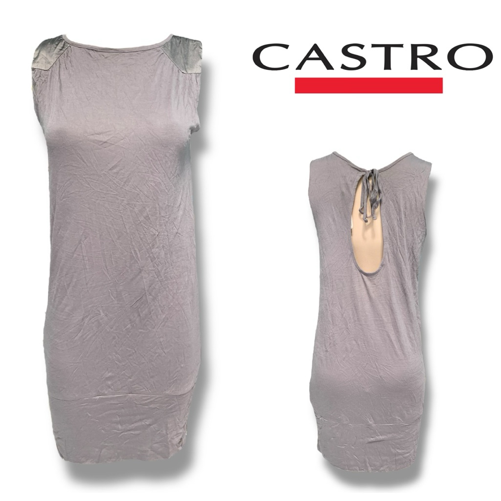 Castro ( GC551 ) เสื้อผู้หญิง แขนกุด/กล้าท สีเทา ลำตัวยาว ใส่เป็นเดรสสั้นได้
