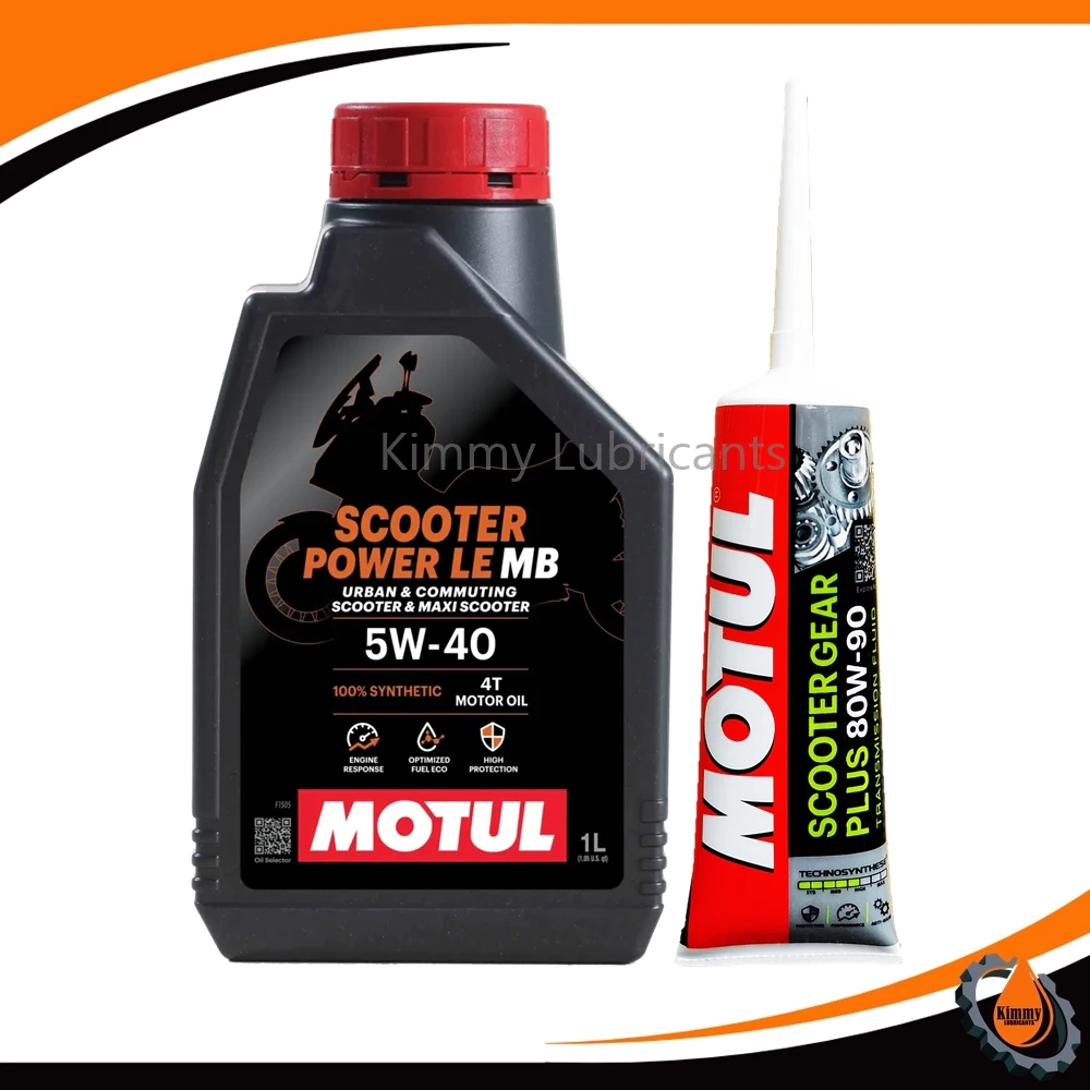 *ซื้อคู่คุ้มกว่า* Motul Scooter Power LE 5w-40 + น้ำมันเฟืองท้าย Motul