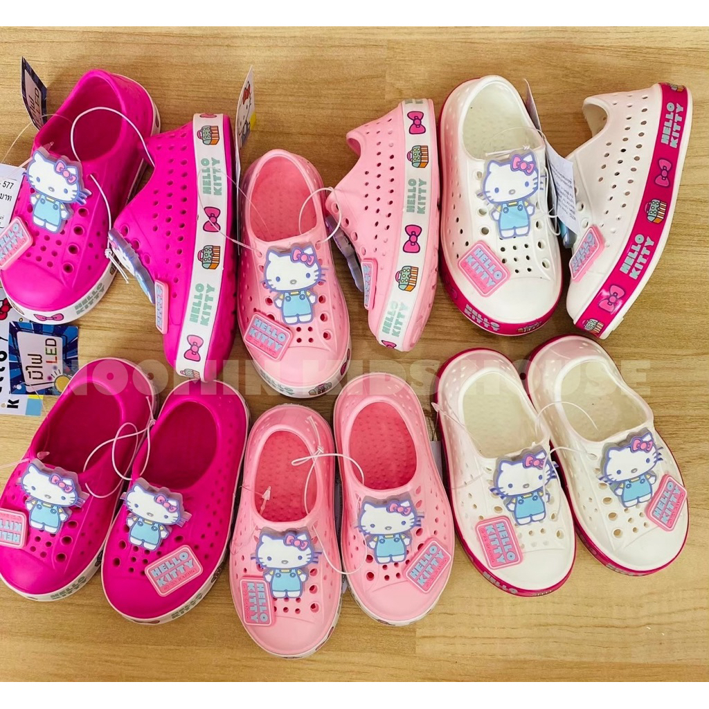 🎀 รองเท้าหุ้มส้น มีไฟกระพริบ LED ที่ตัวตุ๊กตา  HELLO KITTY 🎀  รุ่น KTL-577