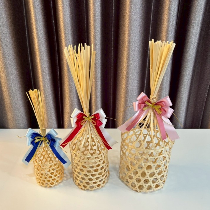 ชะลอม + โบว์ จักสานไม้ไผ่ ตักบาตรข้าวสารอาหารแห้ง ขนาดเล็ก ของชำร่วย ใส่ของฝาก ใส่ของทำบุญ - รูปที่ 5