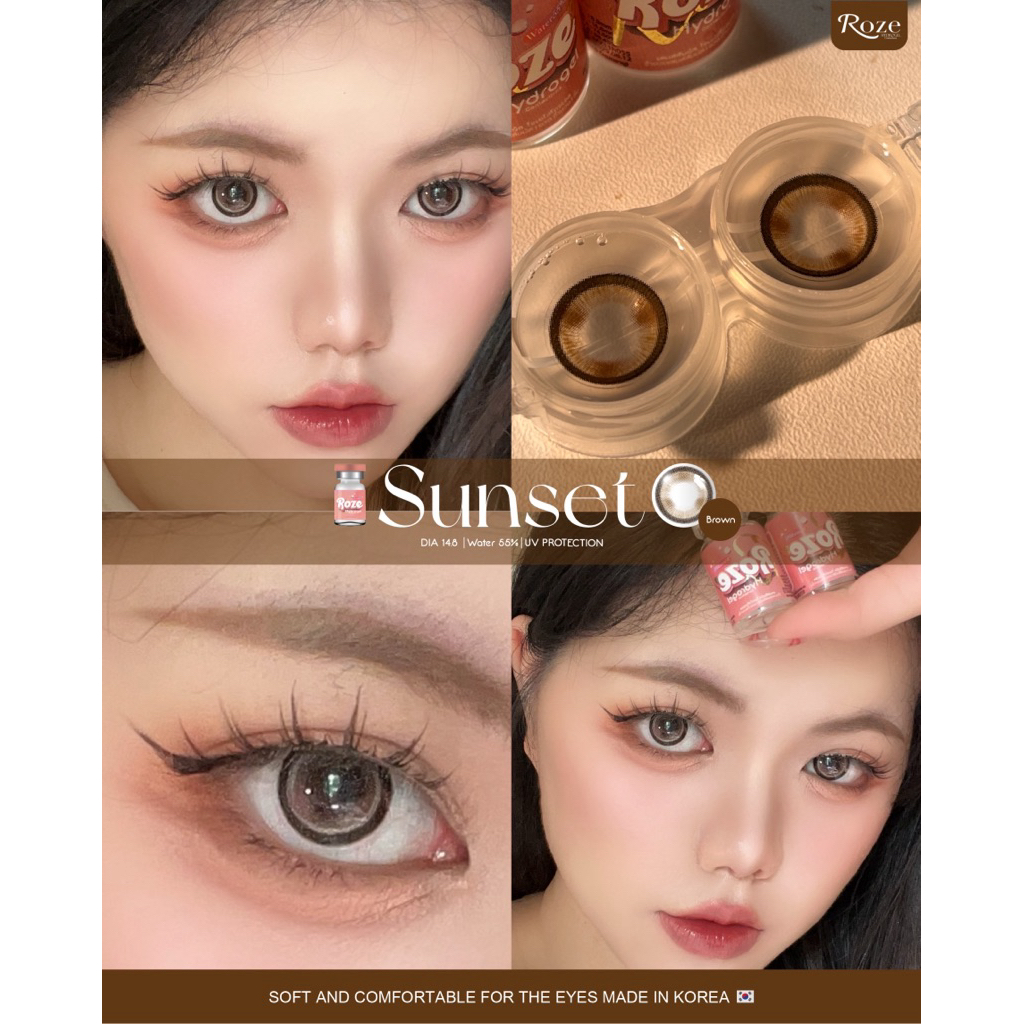 Bigeye Sunset สีเทา สีน้ำตาล  ✨คอนเเทคเลนส์กรองเเสง✨ขนาดไซส์กลาง Rozelens Roze - รูปที่ 2