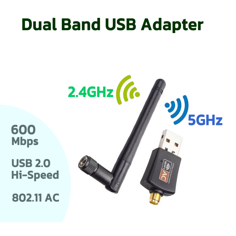 Dual Band USB WiFi Adapter 600 Mbps 2.4GHz, 5GHz