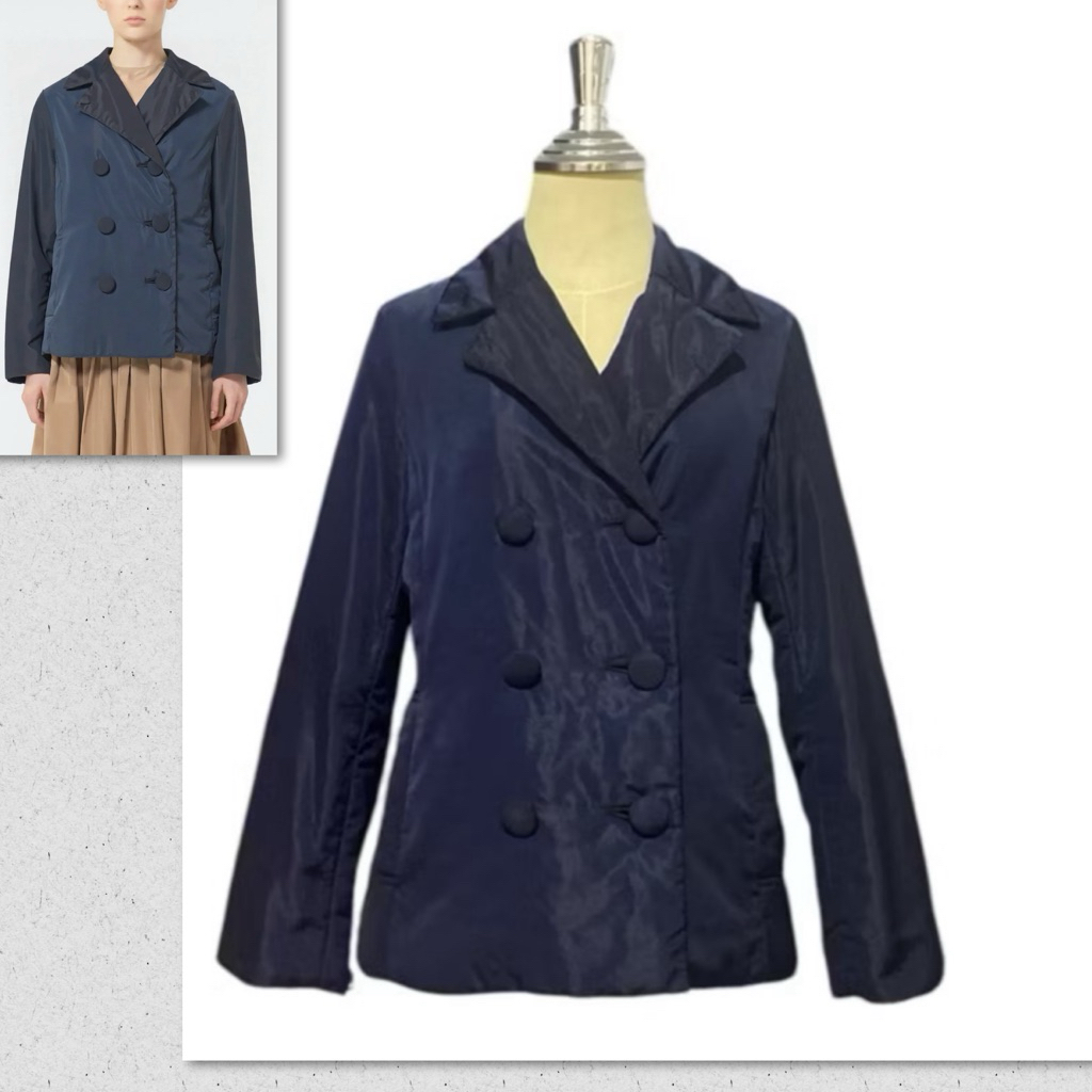 Junko Shimada PART2แท้double breast navy blue 🧥 lผ้าร่มกันลม บุนวม สีกรม