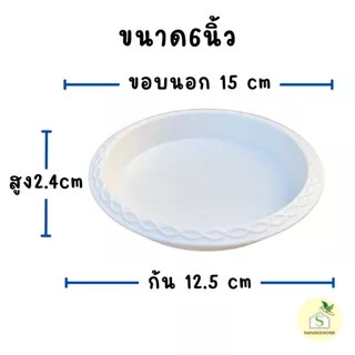 จานรองกระถางต้นไม้ รุ่นขอบลายเส้น ถาดรองกระถางต้นไม้ 4นิ้ว 6นิ้ว 8นิ้ว 10นิ้ว 12นิ้ว