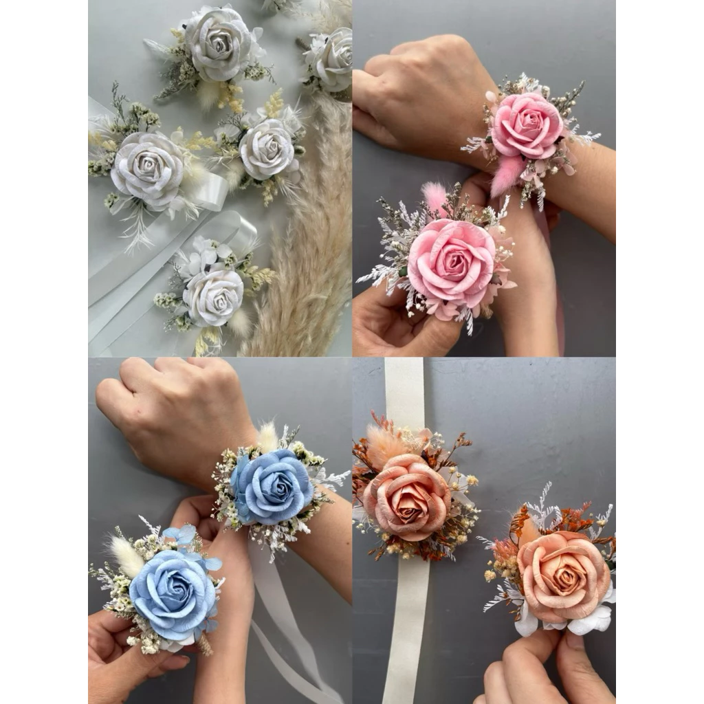 ส่งจาก กทม. คิวจัดทำ 2-3วัน ข้อมือ/เข็มกลัดพร้อมใช้ โทน ขาว ชมพู ฟ้า ส่งจาก กทม.