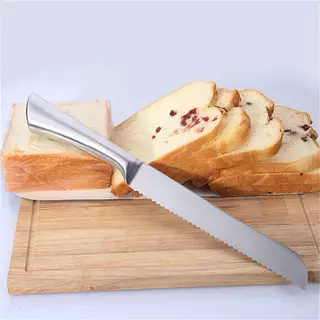 มีดตัดขนมปัง มีดใบเลื่อย มีดหั่นขนมปัง(Bread Knife) มีดตัดเค้ก แบบฟันหยัก สแตนเลสไร้รอยต่อ ขนาด 13 นิ้ว