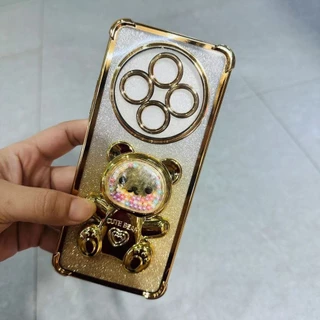 เคสโทรศัพท์ สำหรับ Redmi 14C A3 15C Note15 15Pro 15Pro+ POCO C75 M8 M8Pro กันกระแทกมุม หมี LOVE กริตเตอร์ น่ารัก ตั้งได้