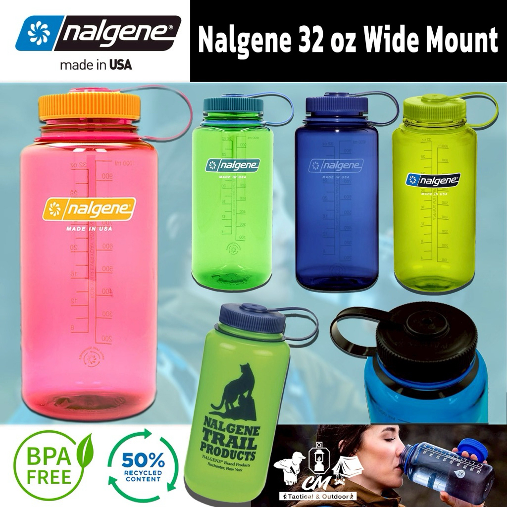 Nalgene 32 oz Wide Mount ขวดใส่น้ำพกพา ขวดใส่น้ำสำหรับเดินป่า
