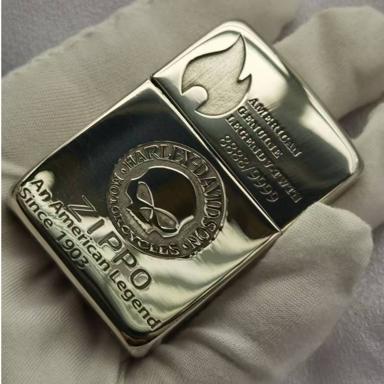 Zippo Z1941 Replica เบาฮาร์เลย์โล่สีขาวทองแดงแข็งแกะสลักเครื่องบินทหาร windproof น้ำมันก๊าดแฟน DIY