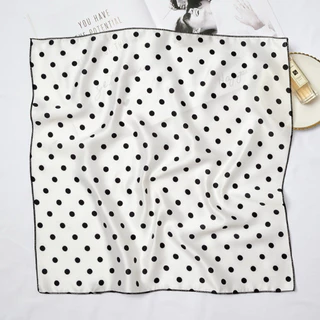 (ขนาด 50*50 Cm.) 𐙚 ˚⚫️⚪️ Polka dot 🔴⚪️(ผ้าโพลิเอสเตอร์)- พร้อมส่ง 🍬🌷 ผ้าเช็ดหน้าลายจุด /ผ้าคลุมหัว/พันคอได้ ลายจุด