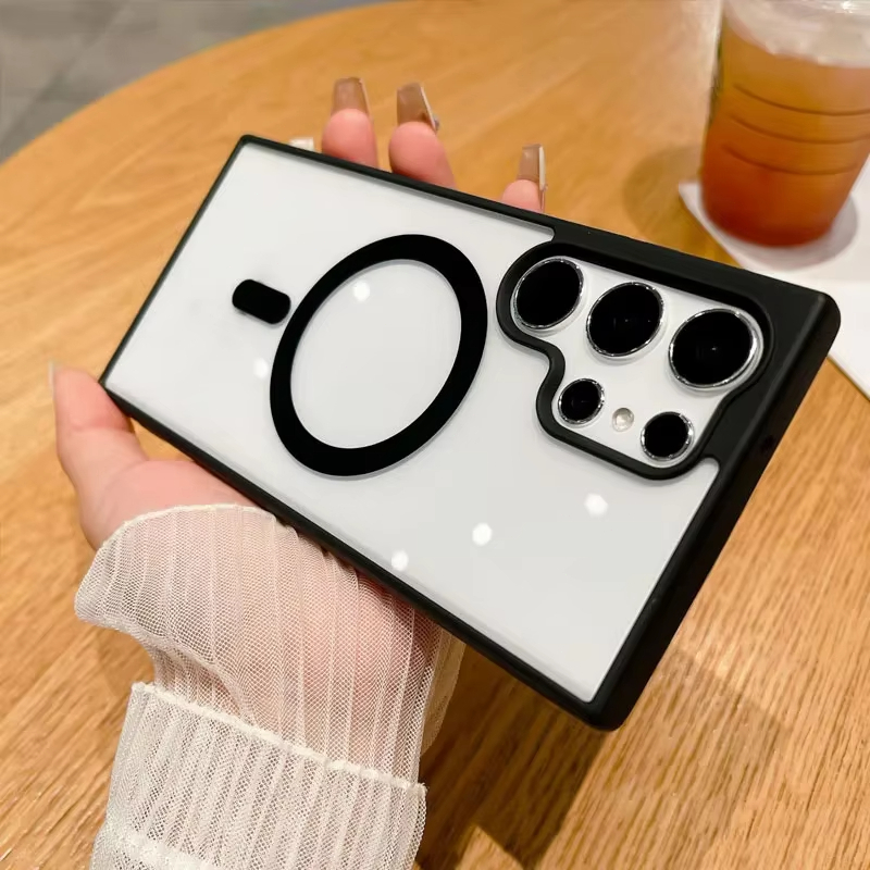 เคสโทรศัพท์แบบแม่เหล็กสำหรับ Samsung S24 S25 S23 Ultra S23 Plus S24 FE S22 S25 Ultra เคสโทรศัพท์แบบแม่เหล็กกันกระแทกอะคร