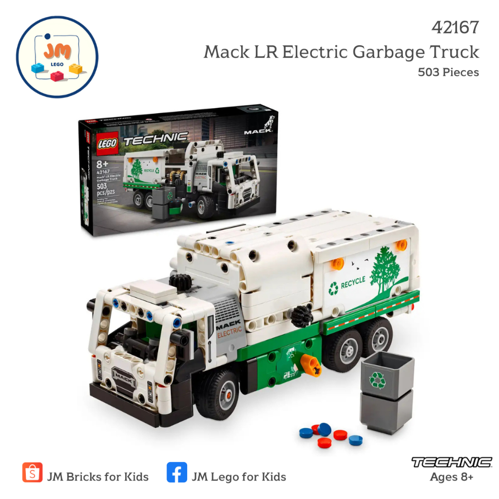 LEGO Technic 42167 Mack LR Electric Garbage Truck (503 Pieces) สำหรับเด็กอายุ 8 ปีขึ้นไป Brick Toy