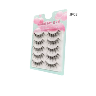 ขนตาปลอม makemyeye แกนใสแบบหนา JPO3 eyelashes ขนตาแกนใส 5 คู่ เครื่องสำอาง