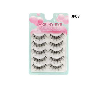 ขนตาปลอม makemyeye แกนใสแบบหนา JPO3 eyelashes ขนตาแกนใส 5 คู่ เครื่องสำอาง
