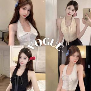 Vogue🌟พร้อมส่ง🌟 เสื้อคล้องคอ มีฟองน้ำ ยืดตามตัว สีพื้น (FY20…