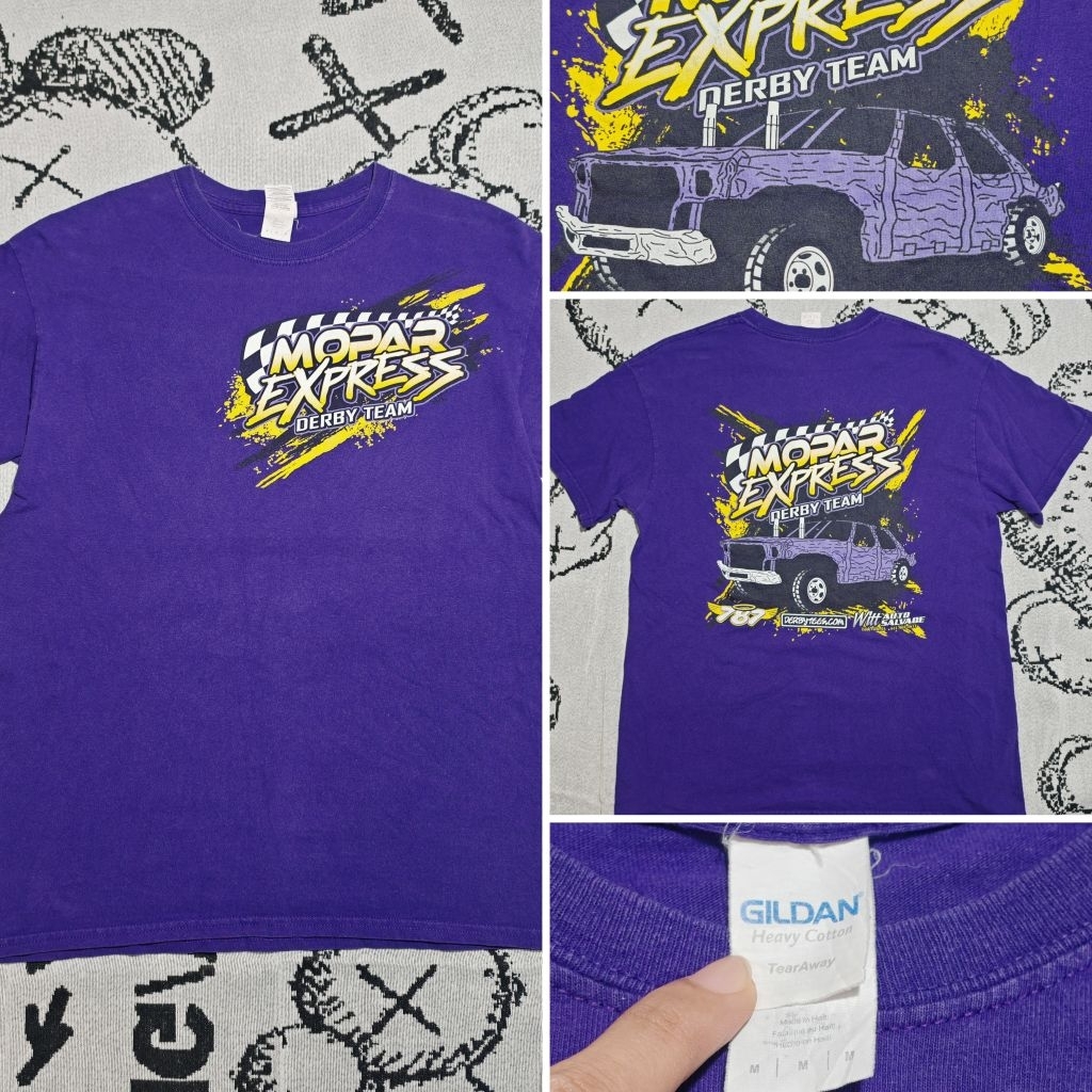 เสื้อยืดมือสอง ลายรถยนต์​ USA ไซส์​ M อก 19(38) ยาว 26