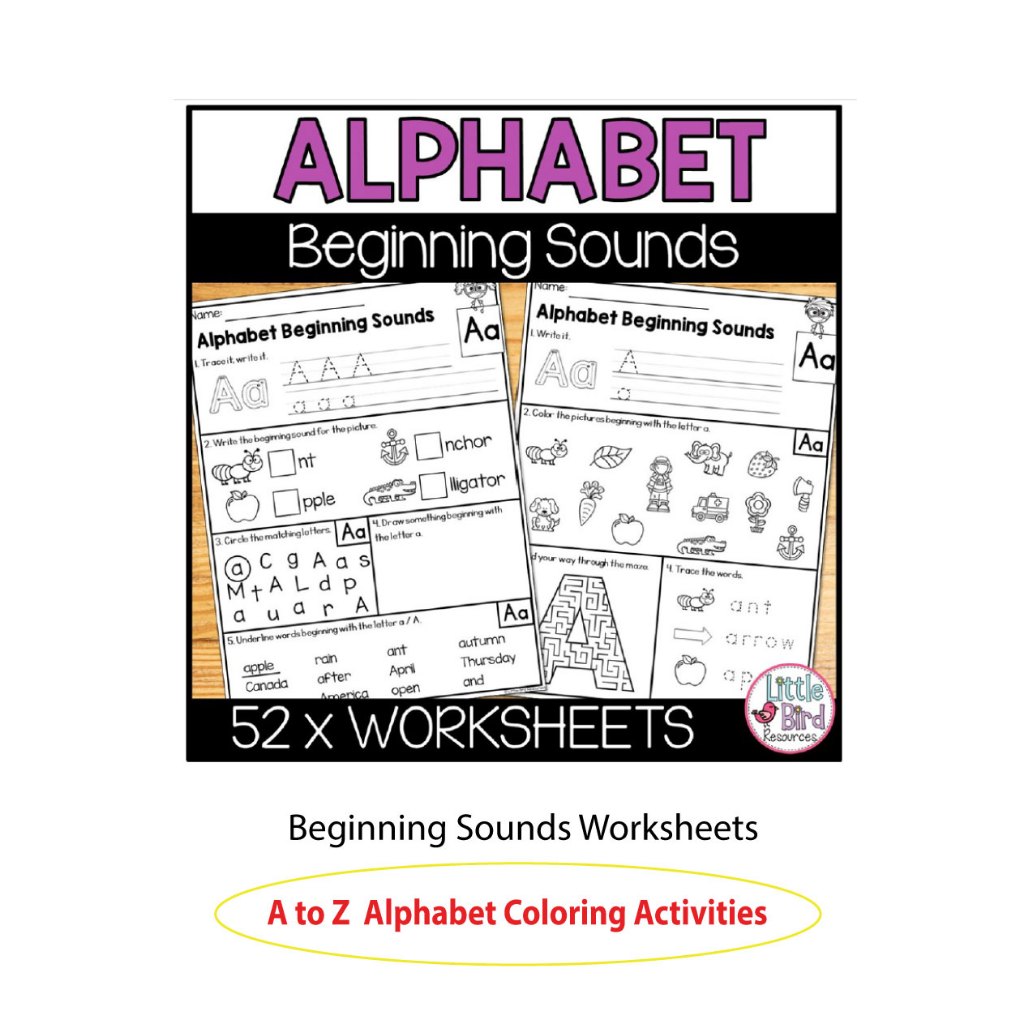 แบบฝึกหัด Worksheet Alphabet Beginning Sounds Worksheets Letters A-Z