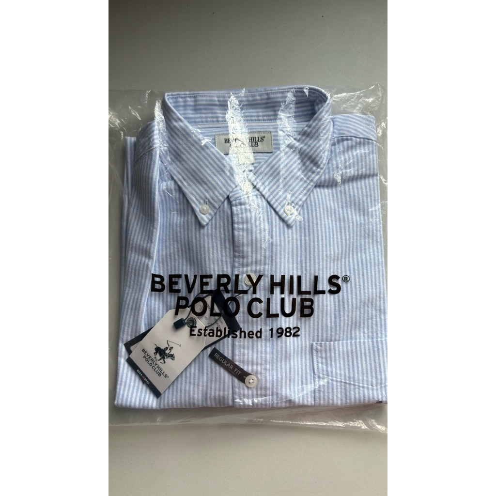 เสื้อโปโล ริ้วขาวฟ้า จากBeverly hill polo club