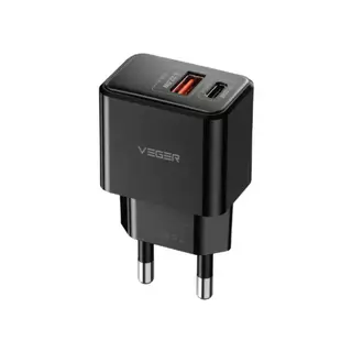 อะแดปเตอร์ VEGER Wall Charger 1 USB-A / 1 USB-C 20W พร้อมสายชาร์จ USB-A to Lightning 1 เมตร by Banana IT