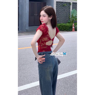 MNV STUDIO bodysuit บอดี้สูทแขนตุ๊กตา ผ้าลูกไม้ทั้งตัว มีชับในตรงอก