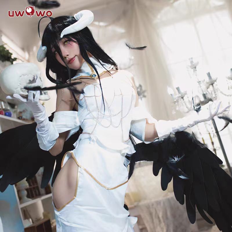 UWOWO Anime Albedo Cosplay ชุดฮัลโลวีนคริสต์มาส Cos ผู้หญิง ชุดสีขาว Albedoo Cosplay
