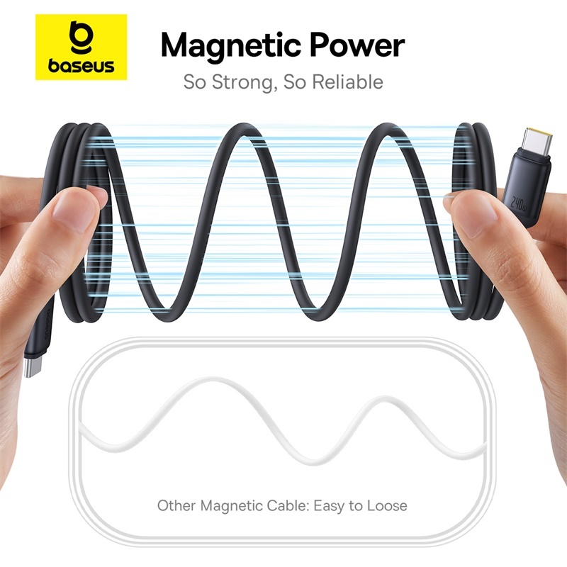 Baseus  สายชาร์จเร็ว รุ่น  PicoGo Magnetic Liquid Silicone Fast Charging Cable USB-C to USB-C 240W 1m ราคา ถูกที่สุด ดีลบีเคเค แกลเลอรีภาพที่ 3