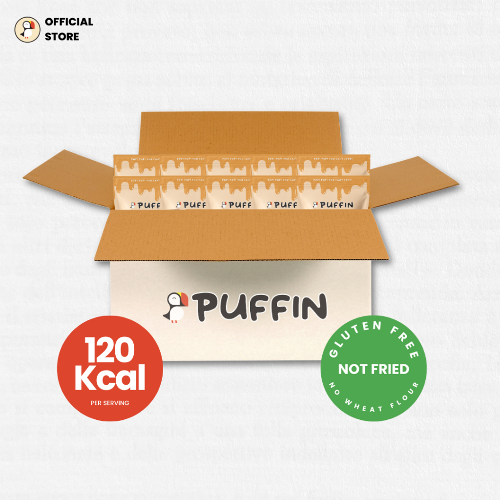 Puffin ขนมข้าวกล้องอบกรอบ รสคาราเมลอัลมอนด์ ขนมคลีน ขนมเด็กชอบ ขนมอร่อยๆ ขนมกรอบหรอย Caramel Almond 