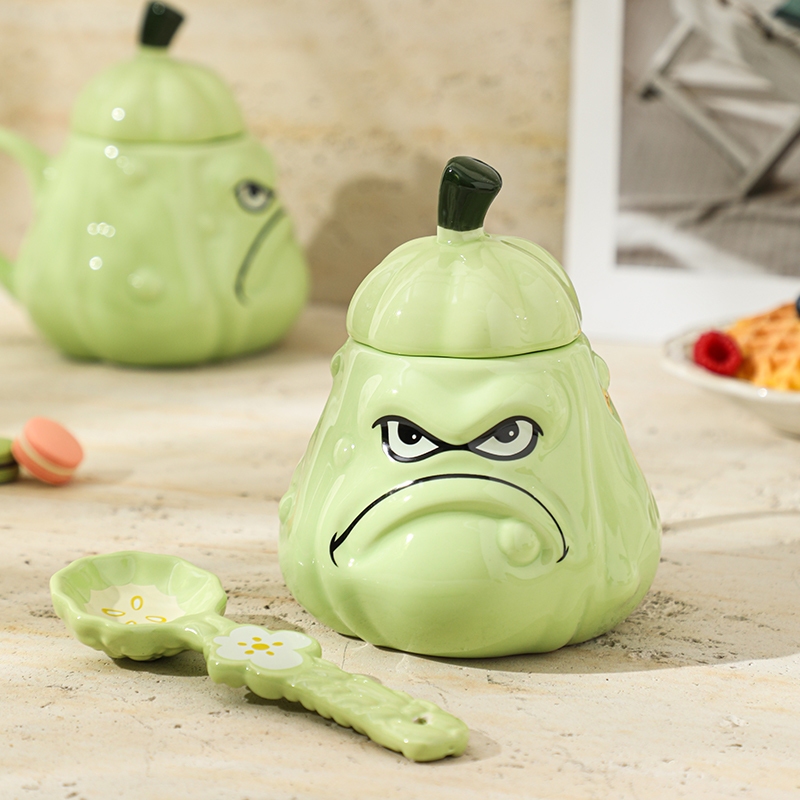 แก้วชีสชีสน่ารักพร้อมฝา ถ้วยการ์ตูน แก้วน้ํา บ้าน หอพัก ของขวัญวันเกิด ถ้วยเซรามิก