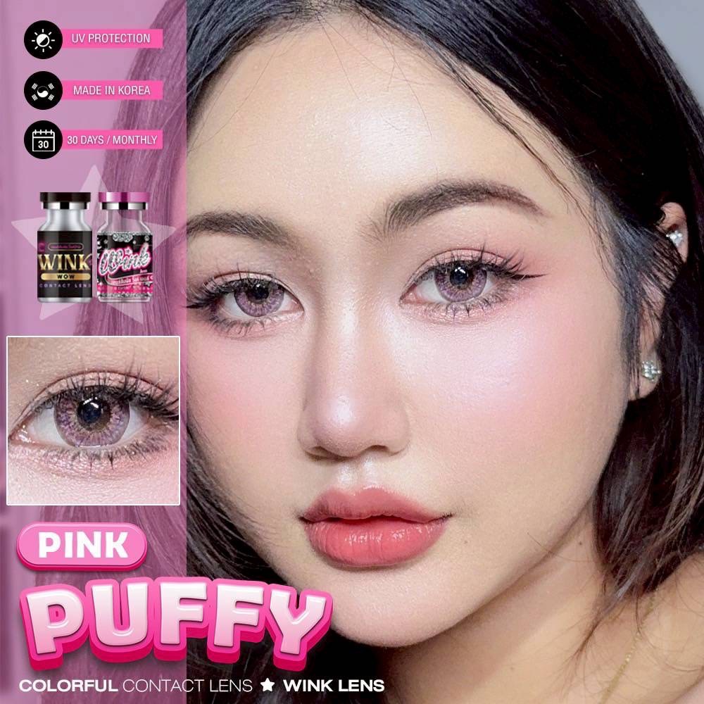 👻 Puffy 😈คอนแทคเลนส์ ฮาโลวีน คอสเพลย์ Green Violet Blue Pink  Size L