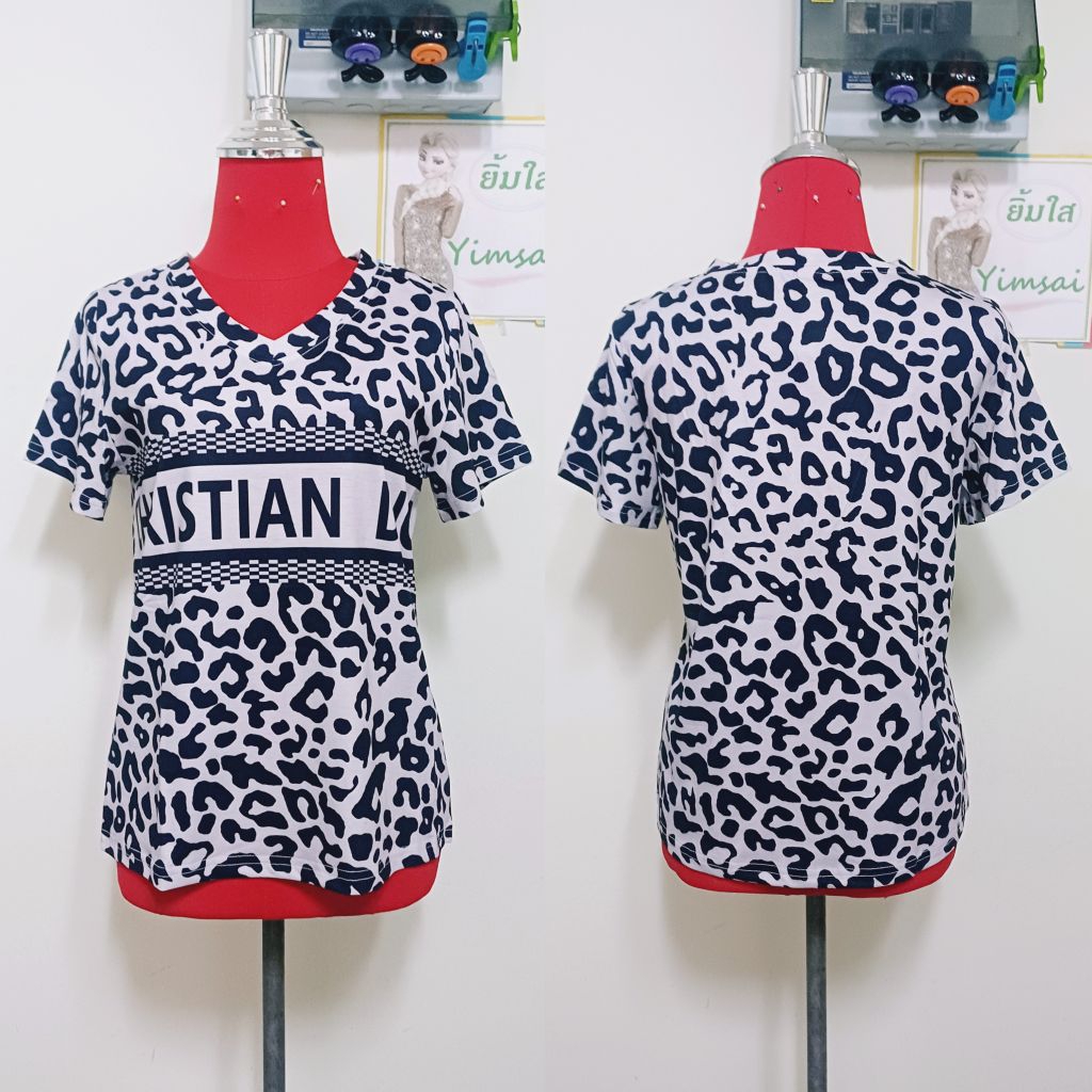 ป้าย Seri เสื้อยืดผ้านุ่ม คอวี แขนสั้น