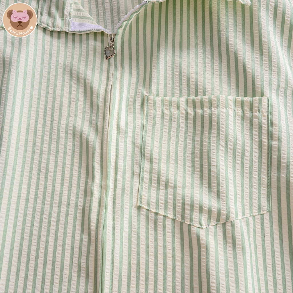 Miri Strip Shirt Oversize เสื้อเชิ้ตคอปกซิปโบว์ รูดได้ทั้งบนและล่างเลยน๊า - รูปที่ 7