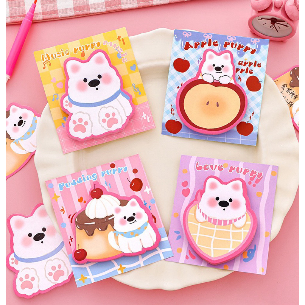 กระดาษโน๊ต ตัดขอบ ลูกสุนัข สุดน่ารัก กาวในตัว กระดาษโน้ต ข้อความ เครื่องเขียนน่ารัก ของขวัญ ปัจฉิม ต