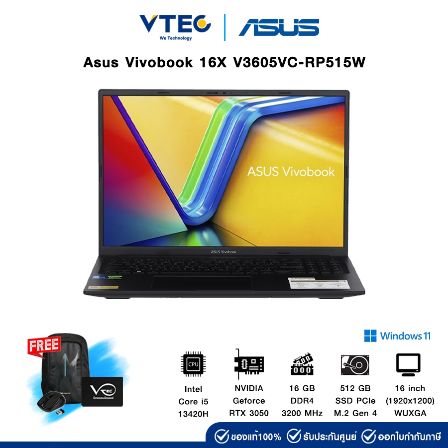 Asus Vivobook 16X V3605VC-RP515W | i5-13420H | RTX3050 | 16GB DDR4 | 512GB M.2 | 16" 144Hz | Windows