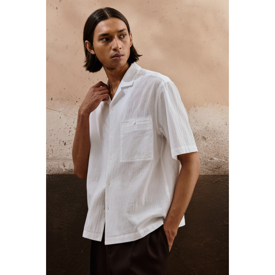 H&M(เอชแอนด์เอ็ม) เสื้อเชิ้ต Slim Fit ที่รีดง่าย ผู้ชาย 1242812_14