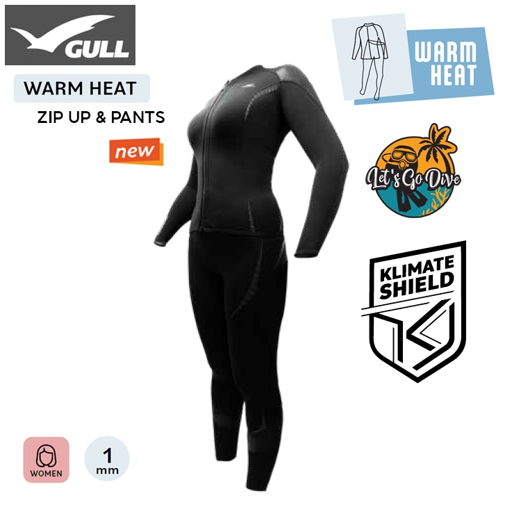 GULL WARM HEAT - ZIP UP & PANTS - Wetsuit 1mm for Women ผ้าKLIMATE SHIELD เวทสูท ผ้ายืด ใส่ง่าย อุ่น