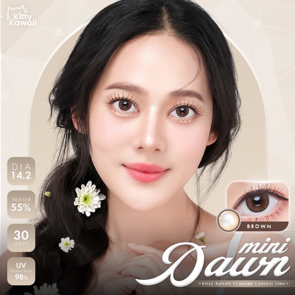 คอนแทคเลนส์(มินิ)🔥Mini Dawn🔥(Kitty Kawaii) สี :  Light Brown / Brown / Gray รายเดือน มีค่าสายตา รูปที่ 4