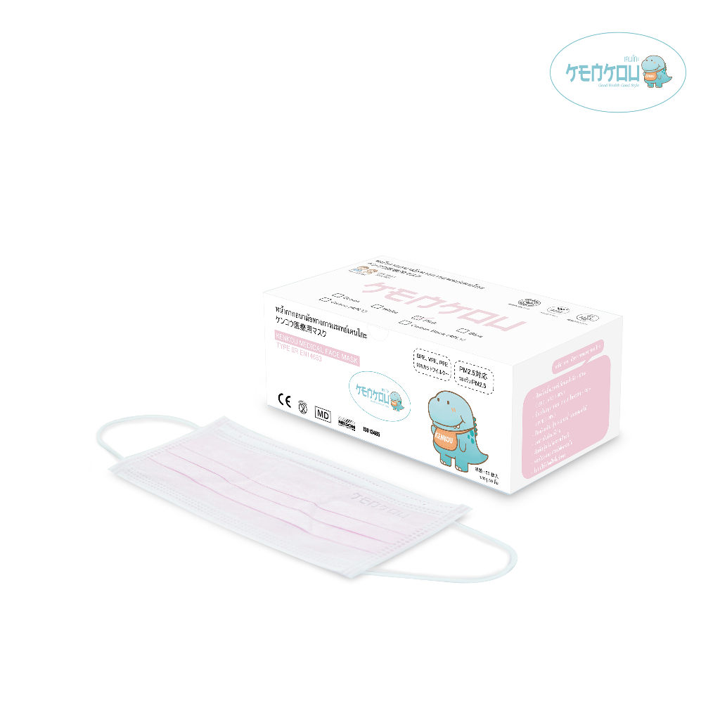 EXP:20280309 KENKOU Medical Face Mask - Pink หน้ากากอนามัยทางการแพทย์เคนโกะ สำหรับผู้ใหญ่ สีชมพู
