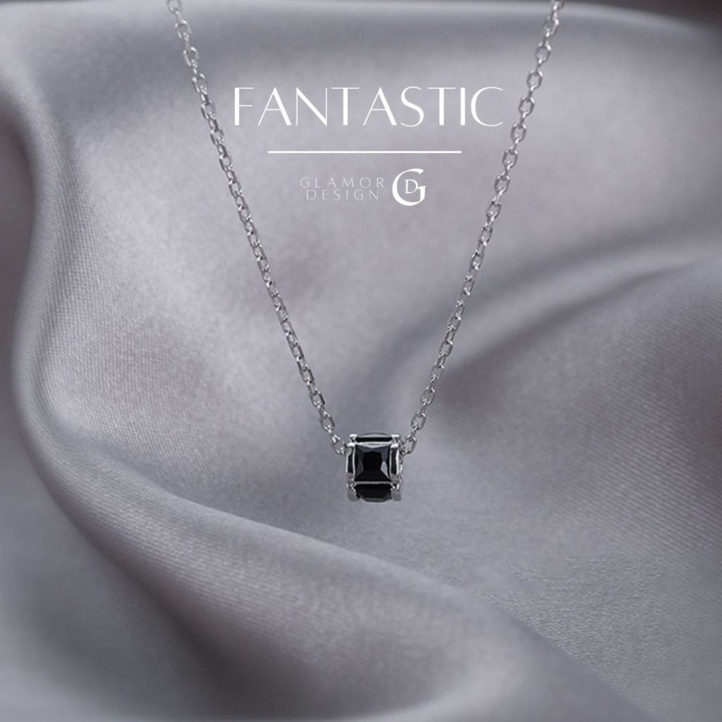 GLAMOR✨สร้อยคอ Fantastic สร้อยคอสั้นเงิน925 จี้หินธรรมชาติสีดำ ดีไซน์มินิมอล ไม่ทำให้ผิวดำ