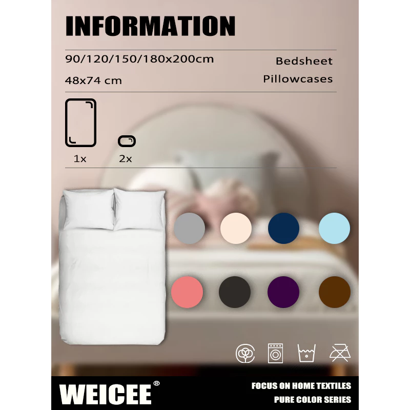 WEICEE ผ้าปูที่นอน Cotton สีพื้น thumbnail 9