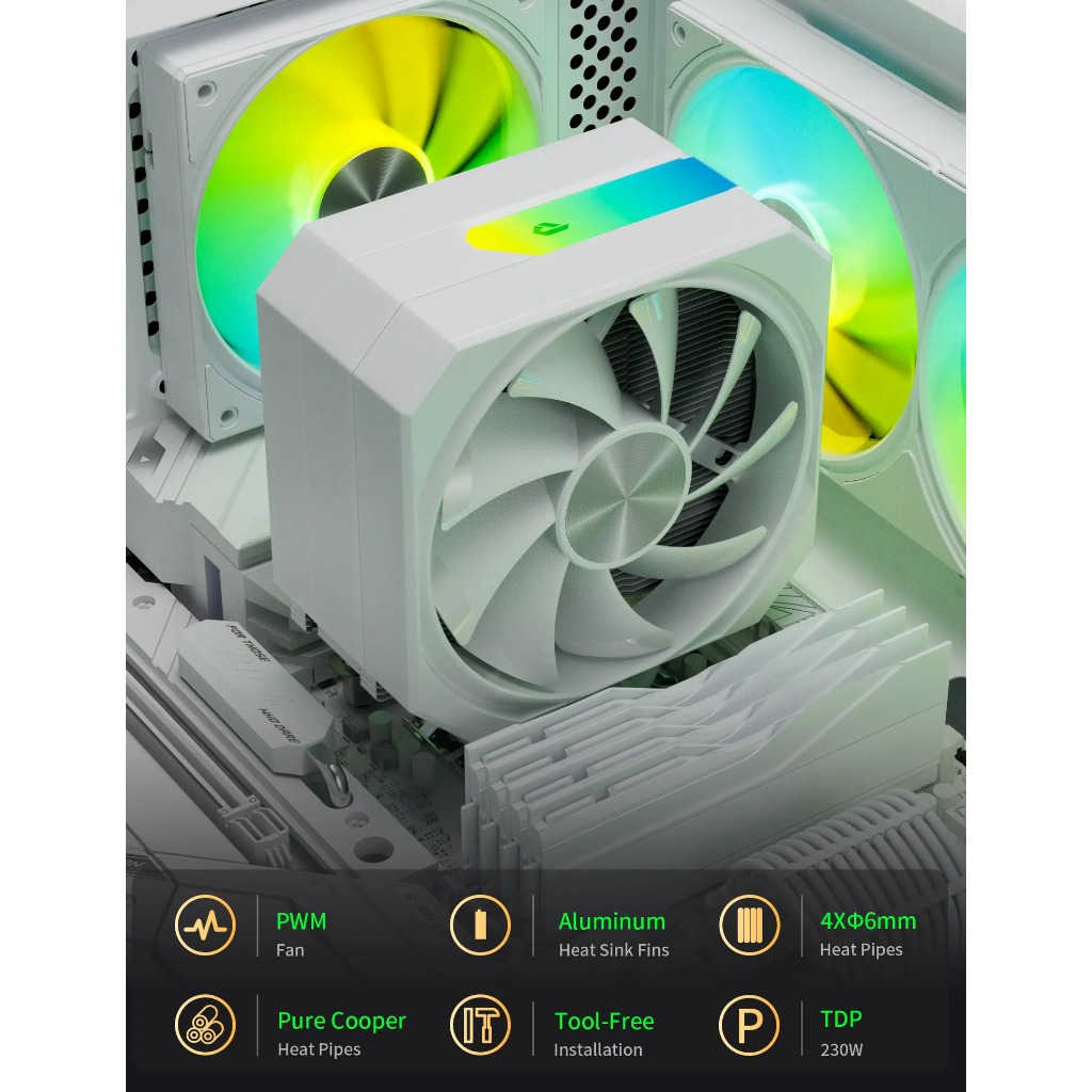 ❄️「 พร้อมส่ง / ส่งด่วน 」CPU Cooler XEON - X99 2011-3 | UpHere UP1 WHITE ARGB 120mm 4Pin | สินค้ามีปร