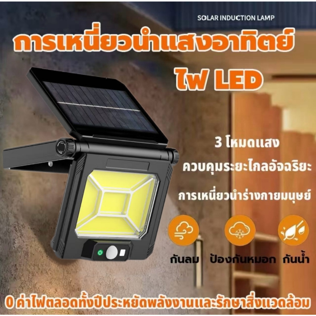 [พร้อมส่ง] โคมไฟติดผนังโซล่าเซลล์ แสงขาว เปิดได้ 3 โหมด ชาร์จได้ในวันที่มีเมฆ ควบคุมระยะไกลอัจฉริยะ กันน้ำ ไฟโซล่าเซล