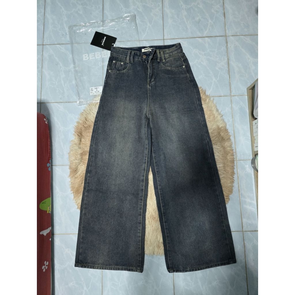 มือ1✨️Beberlin กางเกงยีนส์ขากระบอกใหญ่