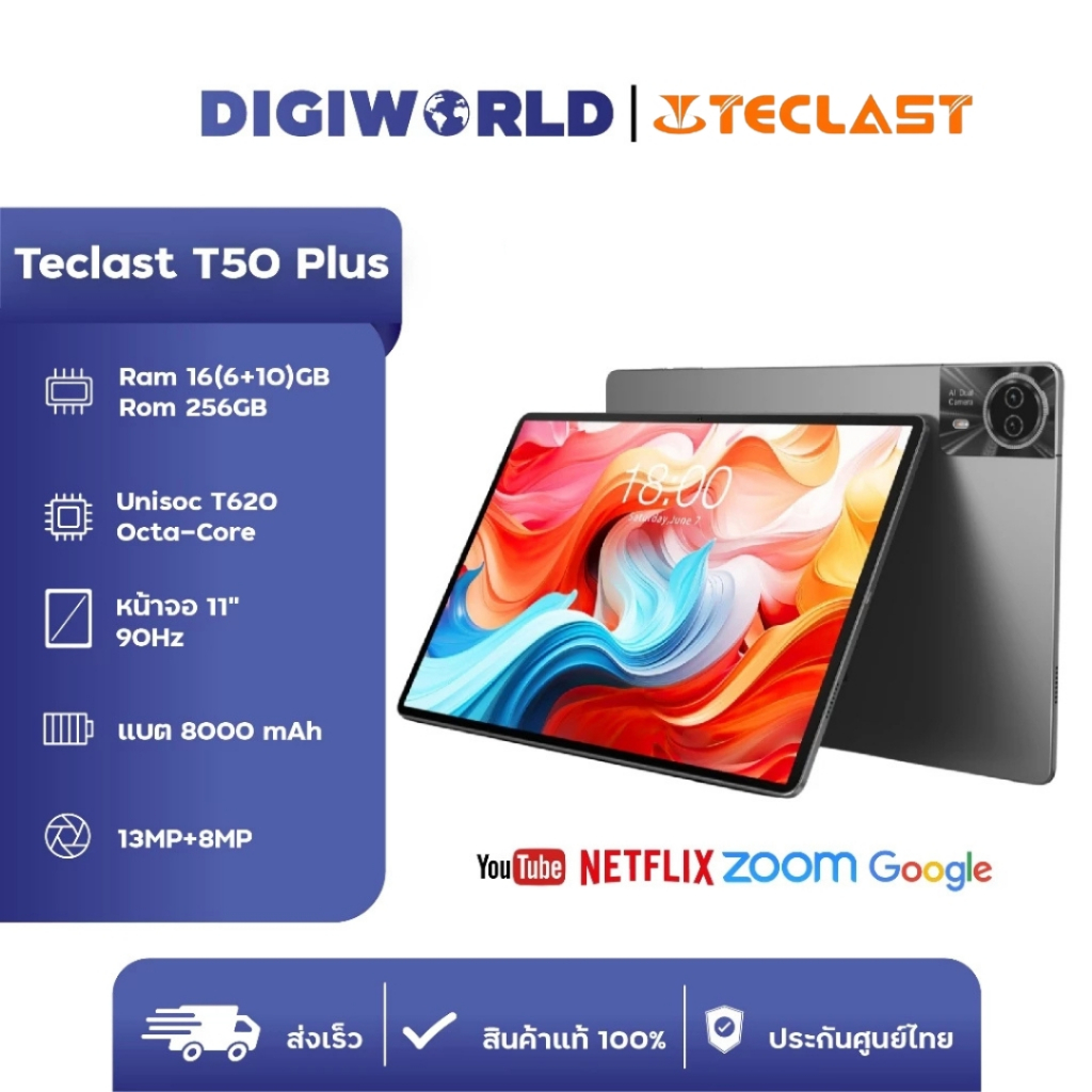 แท็บเล็ต TECLAST T50Plus Tabletขนาด 11นิ้ว | RAM 16GB + ROM 256GB + 1TB | Android14 ประกัน 1 ปี