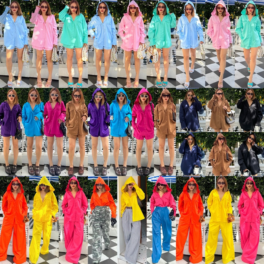 Bright by Aruna:Hoodie cotton shirt(เชิ้ตฮู้ด)21สี