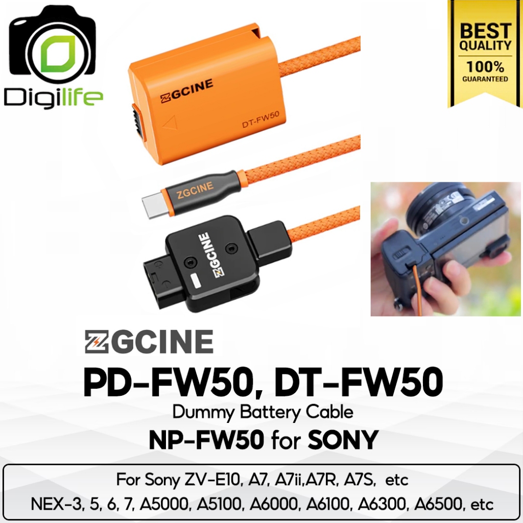 ZGCINE Battery DT-FW50, PD-FW50 Dummy Battery Cable สำหรับ ใช้แทน Sony Battery NP-FW50 ( USB Type-C,