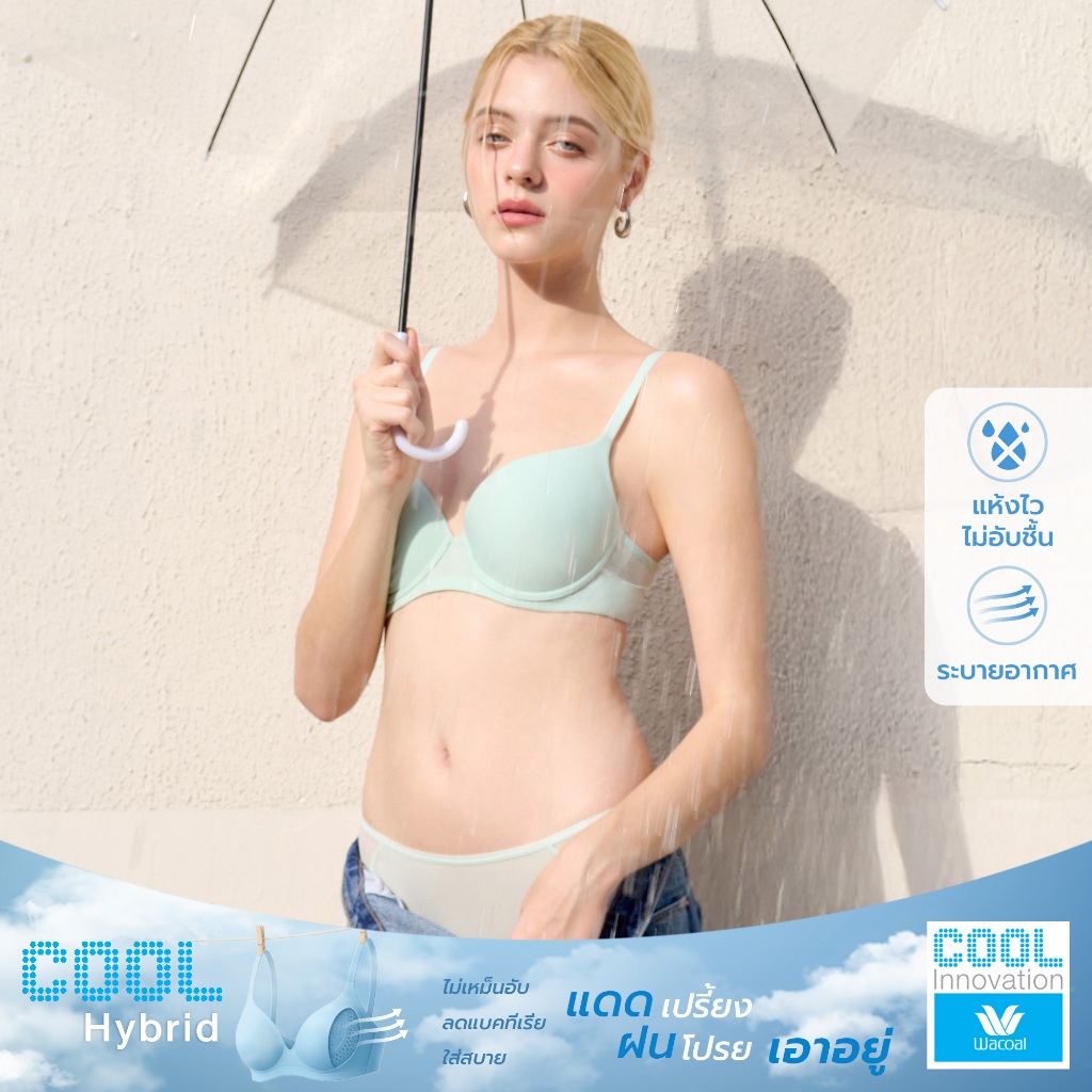 Wacoal Cool Innovation บรามีโครง ฟองน้ำบาง 10 มิล รุ่น WB5P66 สีเขียวอ่อน (LM)