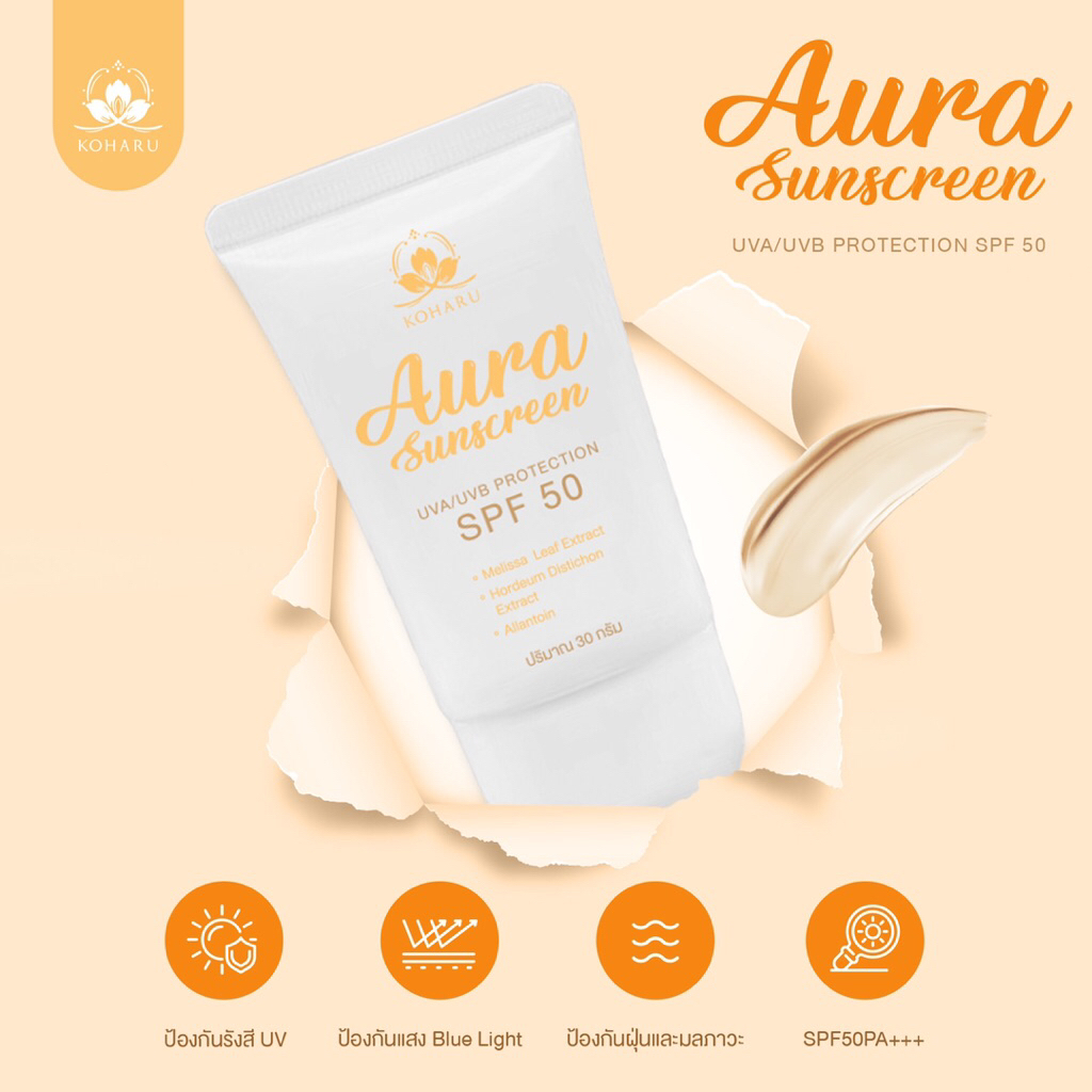 ครีมกันแดด ตัวดัง koharu aura Sun Screen SPF 50 PA+++