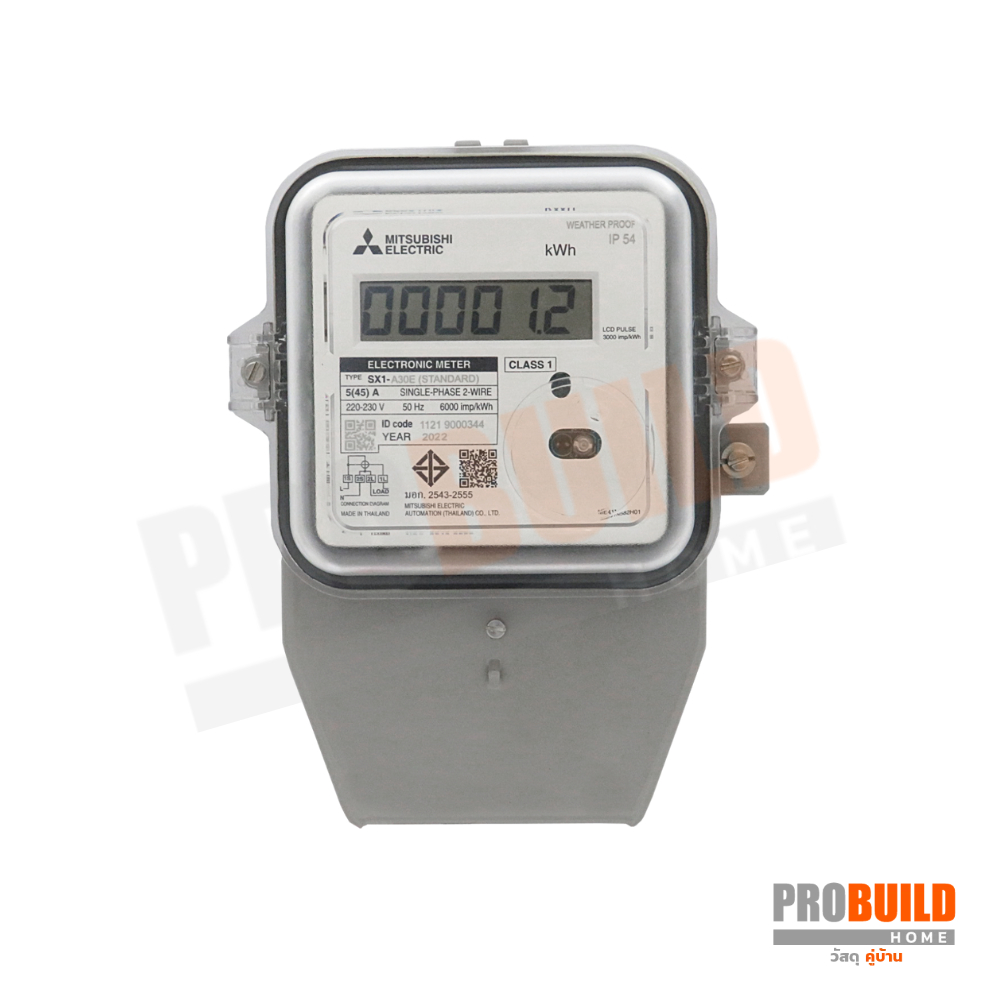 มิเตอร์ไฟอิเล็กทรอนิกส์ Mitsubishi 1เฟส 2สาย Standalone  รุ่น SX1-A30E 5(45)A
